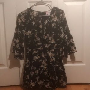 Small Black Floral Print Romper